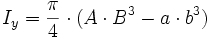 I_y = frac {pi}{4} cdot (A cdot B^3 - a cdot b^3)