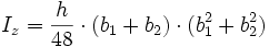 I_{z} = frac {h}{48} cdot (b_1 + b_2) cdot (b_1^2 + b_2^2) 